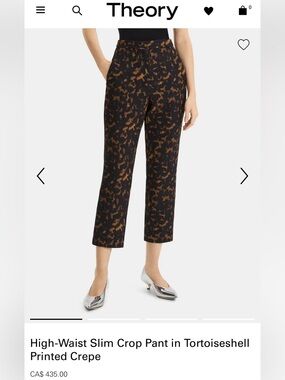 Theory High-Waist Slim Crop Pant in Tortoiseshell Printed Crepe